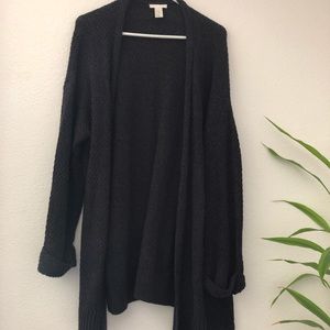 Black and Navy Side Slit Cardigan